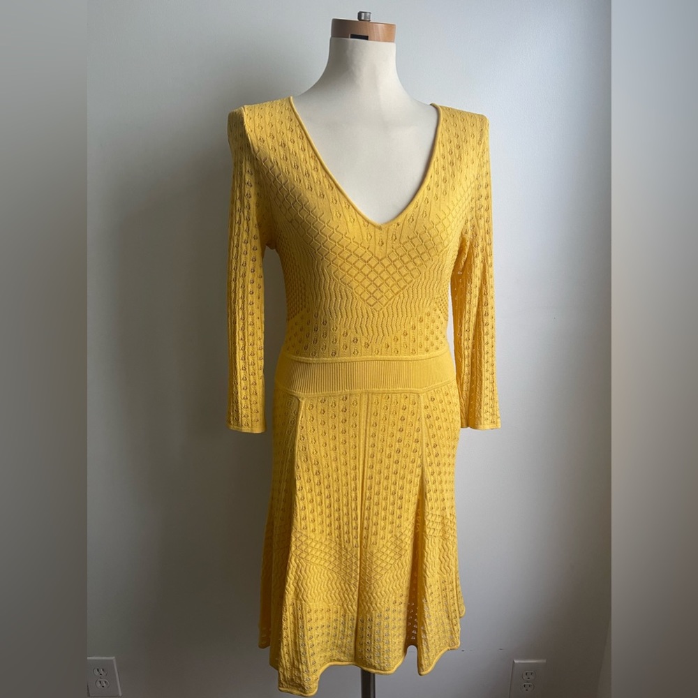 Catherine Malandrino Yellow Knit Midi Dress